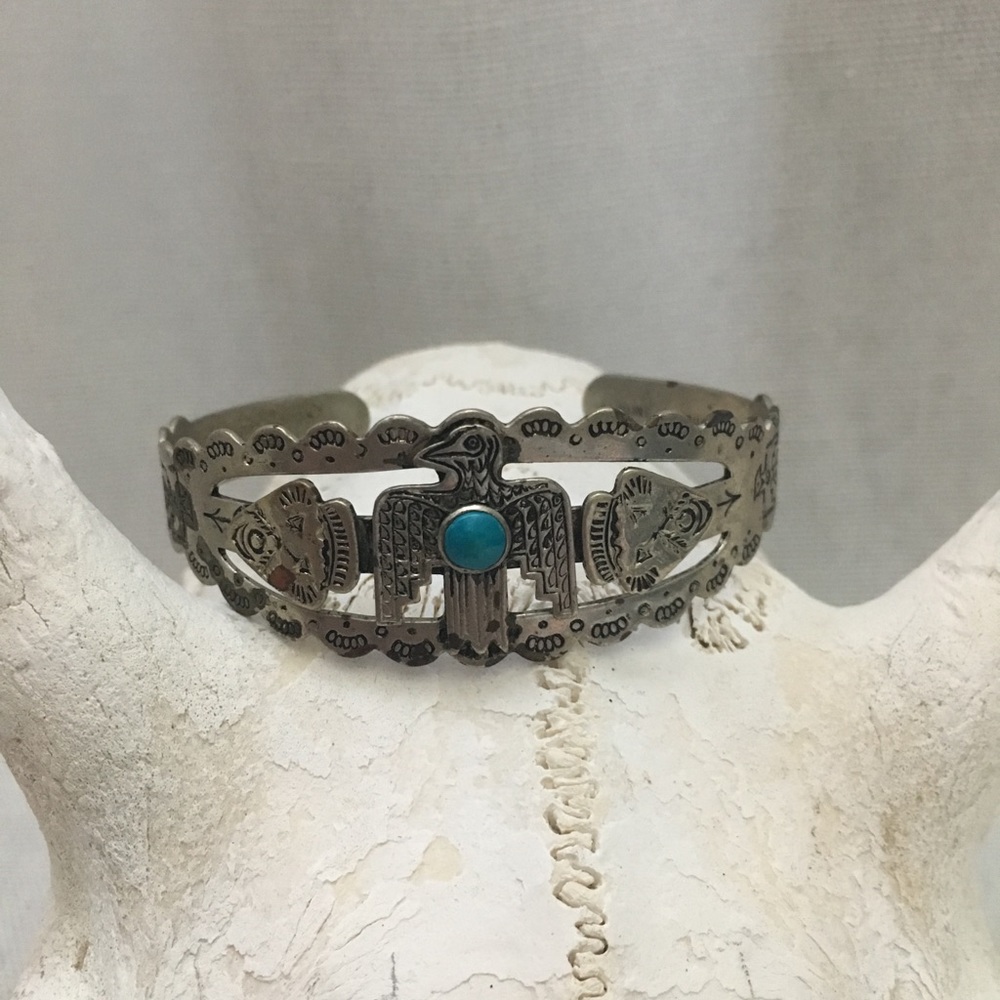 Vintage thunderbird turquoise cuff